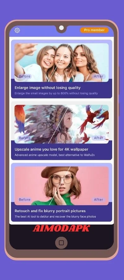 enlarge your photos upto 16k without loosing the quality of image. You can create 4k wallpapers from your favorite anime character.