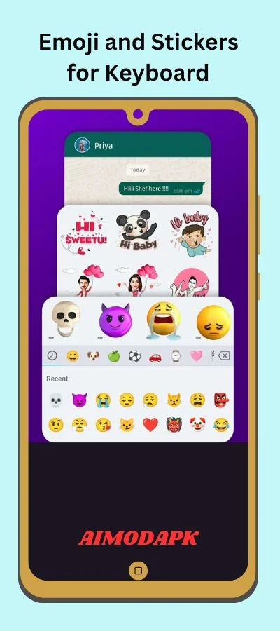 unlimited emojis and stickers are available.