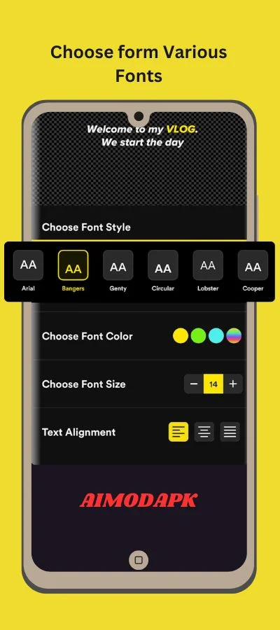 Multiple fonts are available at Captions AI APK