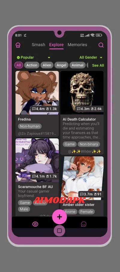 explore various categories in crushon ai