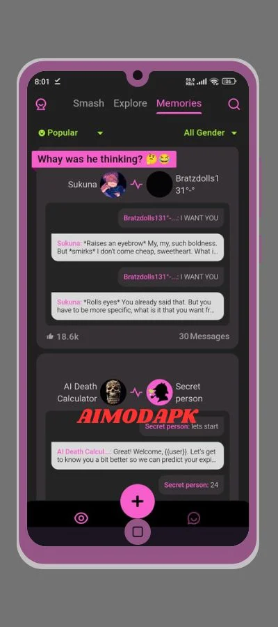 chat via text in crushon ai