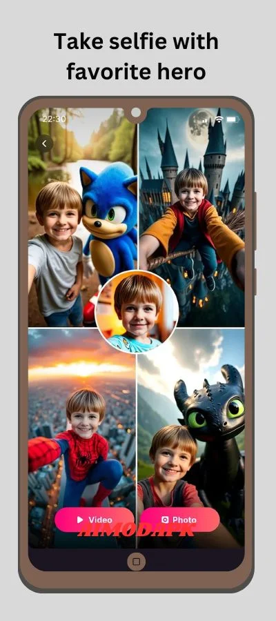Take selfie with your favorite hero, no matter fantasy character or one from real world!