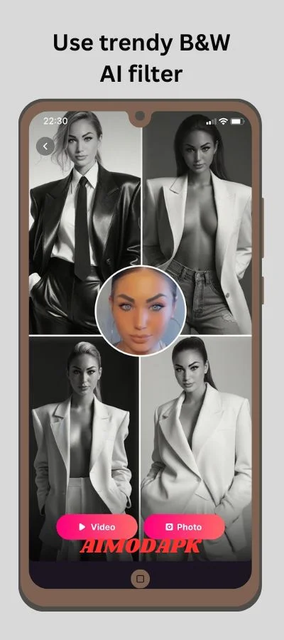 with glam ai, be a glamourous one by using trendy B& AI filter.